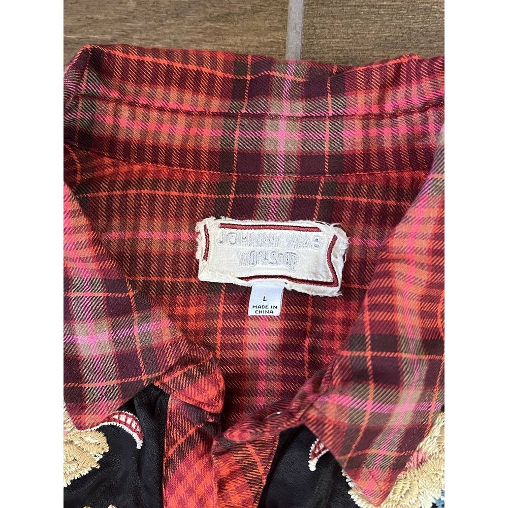 Johnny Was Workshop Red Esme Button Down Long Sleeve Shirt Large Embroidery - Picture 4 of 6